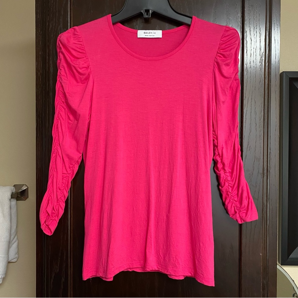 🌻 Bailey 44 Pink Gathered Long-sleeve Tee Shirt Woman's Size M